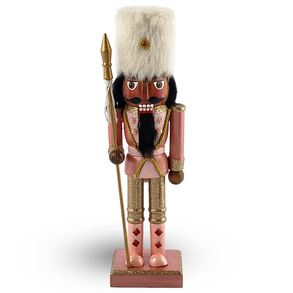 The Holiday Aisle® Soldier Nutcracker In Fancy Rose Gold White Fur Hat